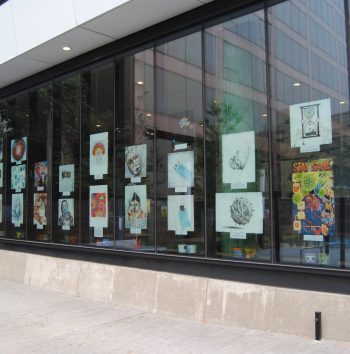 paintings on glass wall