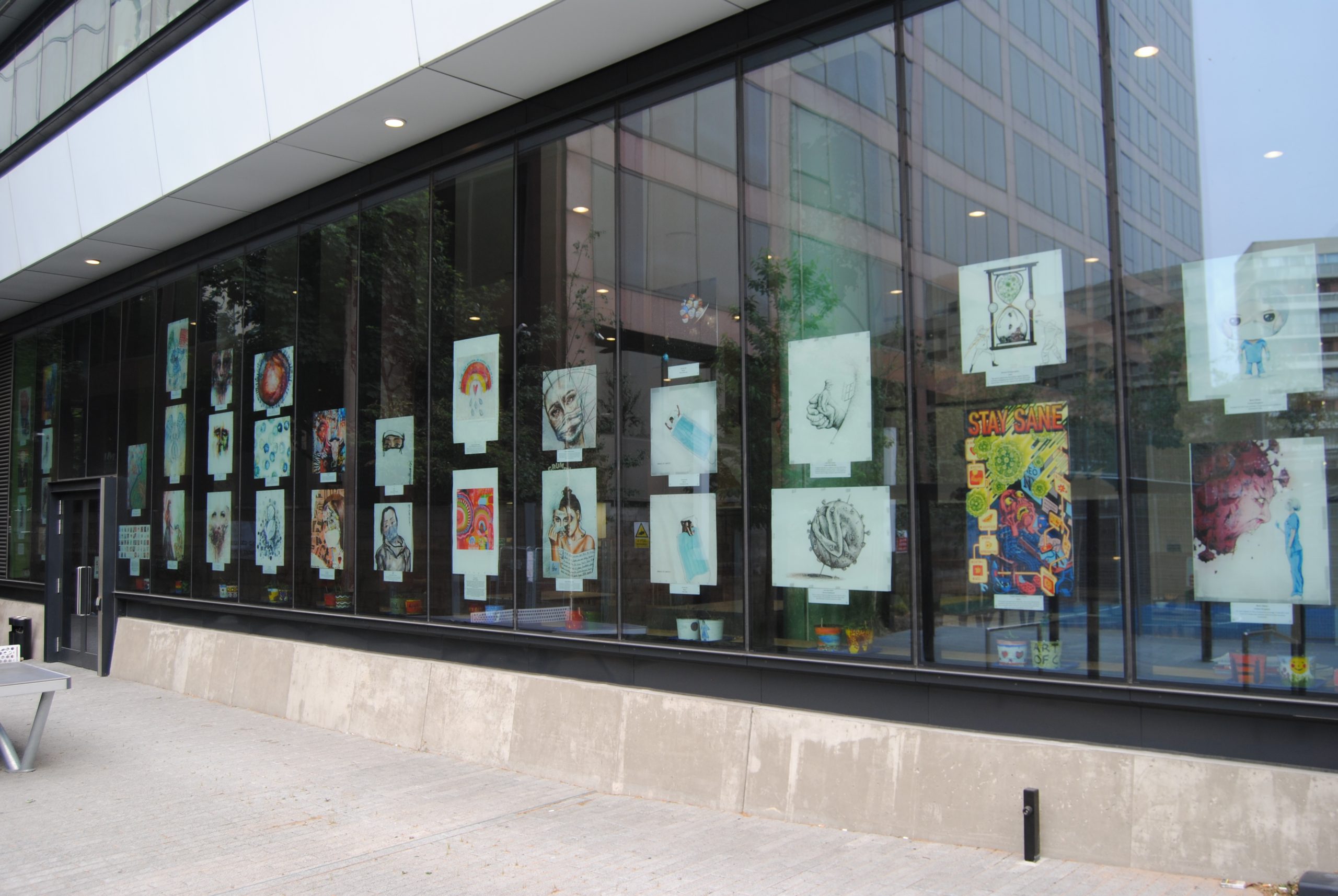 paintings on glass wall