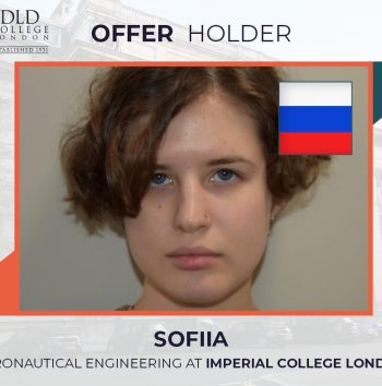 Sofiia from Russia has been offered a place at Imperial College London