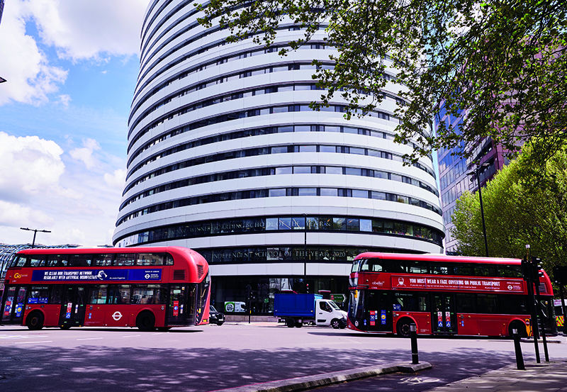 London Buses Outside Of DLD College London