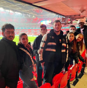 students at a football match